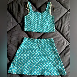 Zara Baby Blue & Ivory Matching Skirt Set